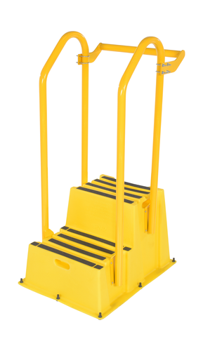 Polyethylene Nestable with Hand and Back Rails 2 Step 500 Lb. Capacity Yellow